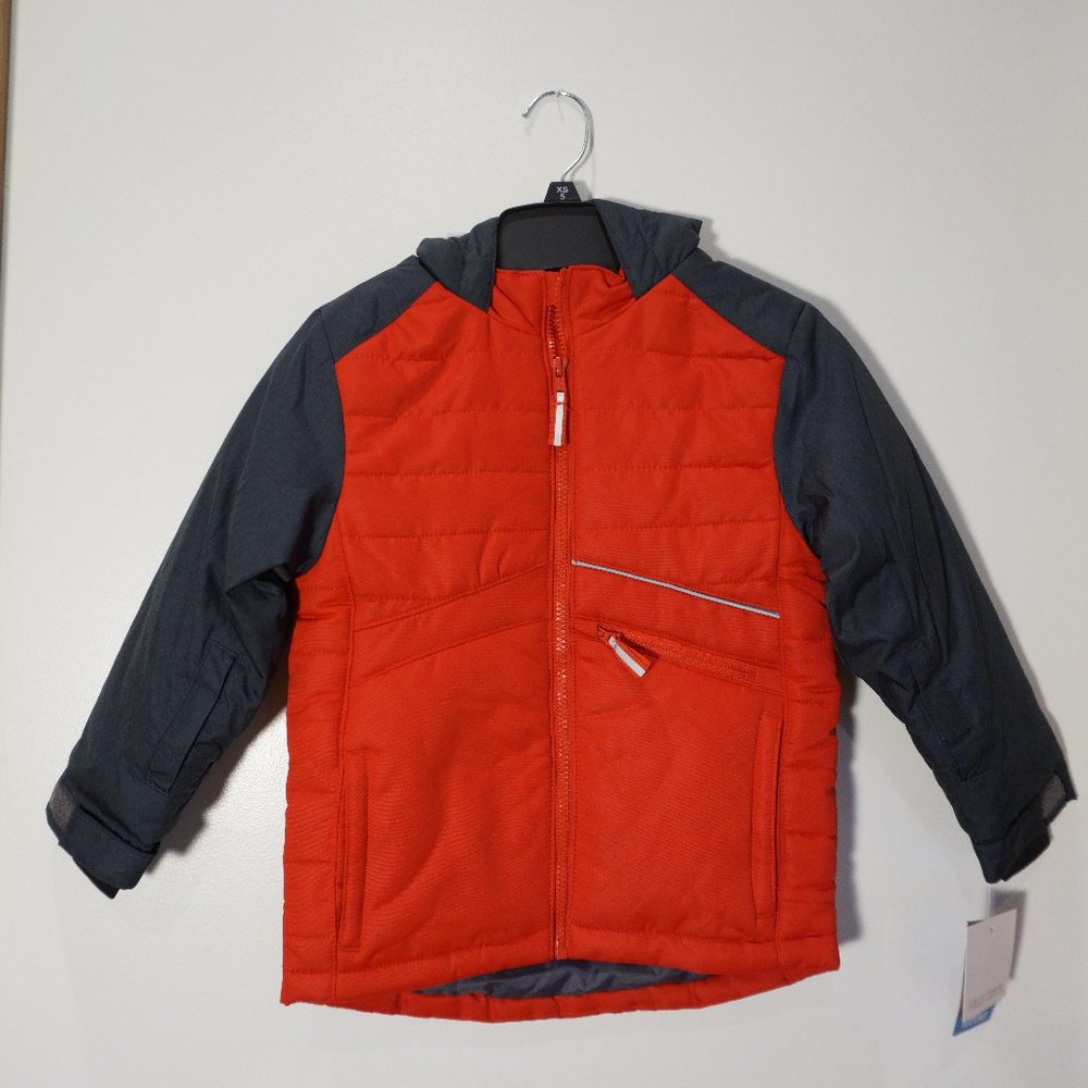 New Falls Creek Boy Toddler Red / Grey Hooded Jacket Coat Size XS 5T